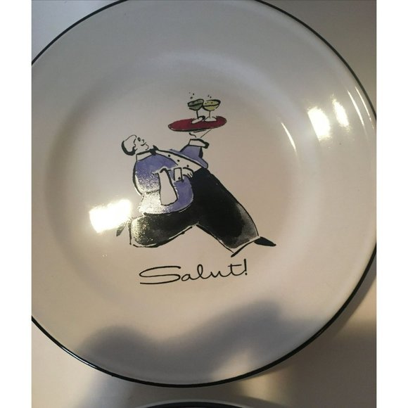 Rosanna CHEERS DARLING Bread Plates French Waiters Set Of 6 5.75" round Flaw Box - Picture 6 of 10